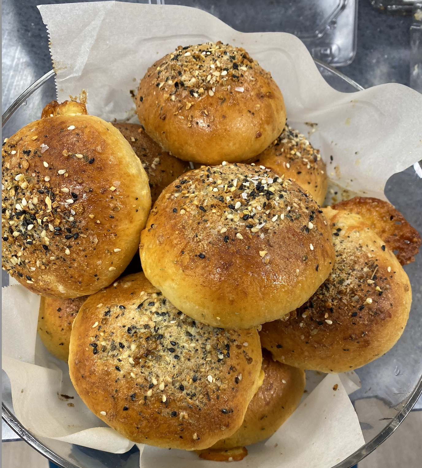 Stacked bread rolls